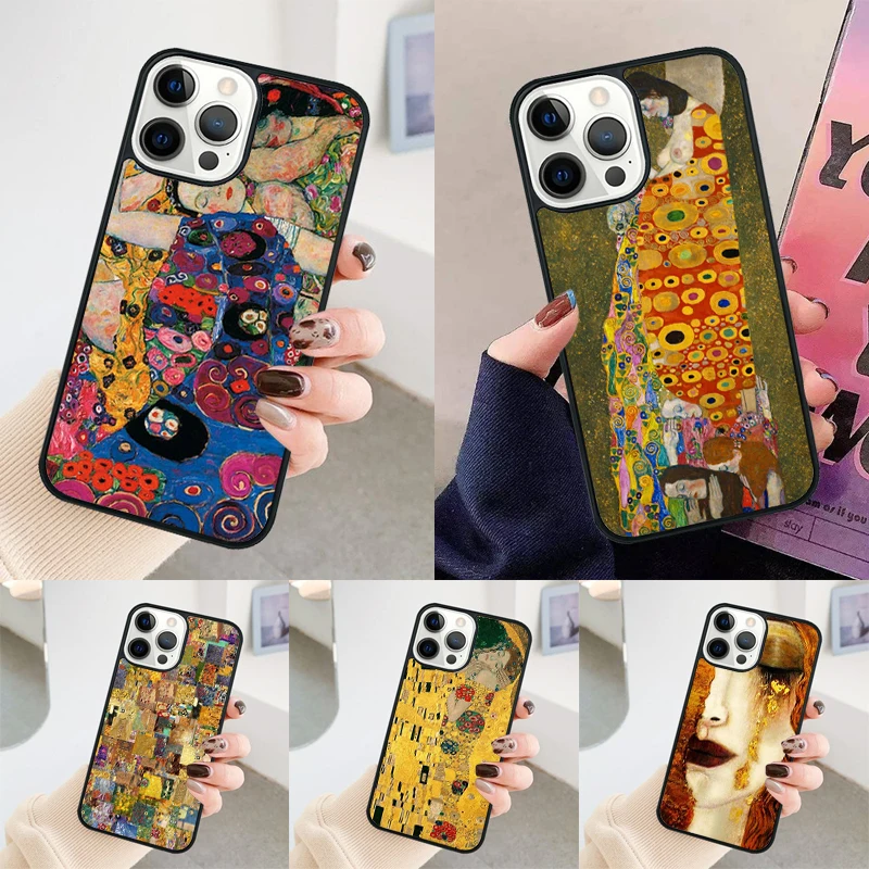 Gustav Klimt phone case Cover For iPhone 14 15 16 Pro Max SE 2020 coque For apple 11 12 13 Pro Max Mini 7 8 Plus