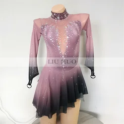 LIUHUO Ice Dance Figure Skating Dress donna Adult Girl Teens personalizza Costume Performance Competition body Gradient Brown