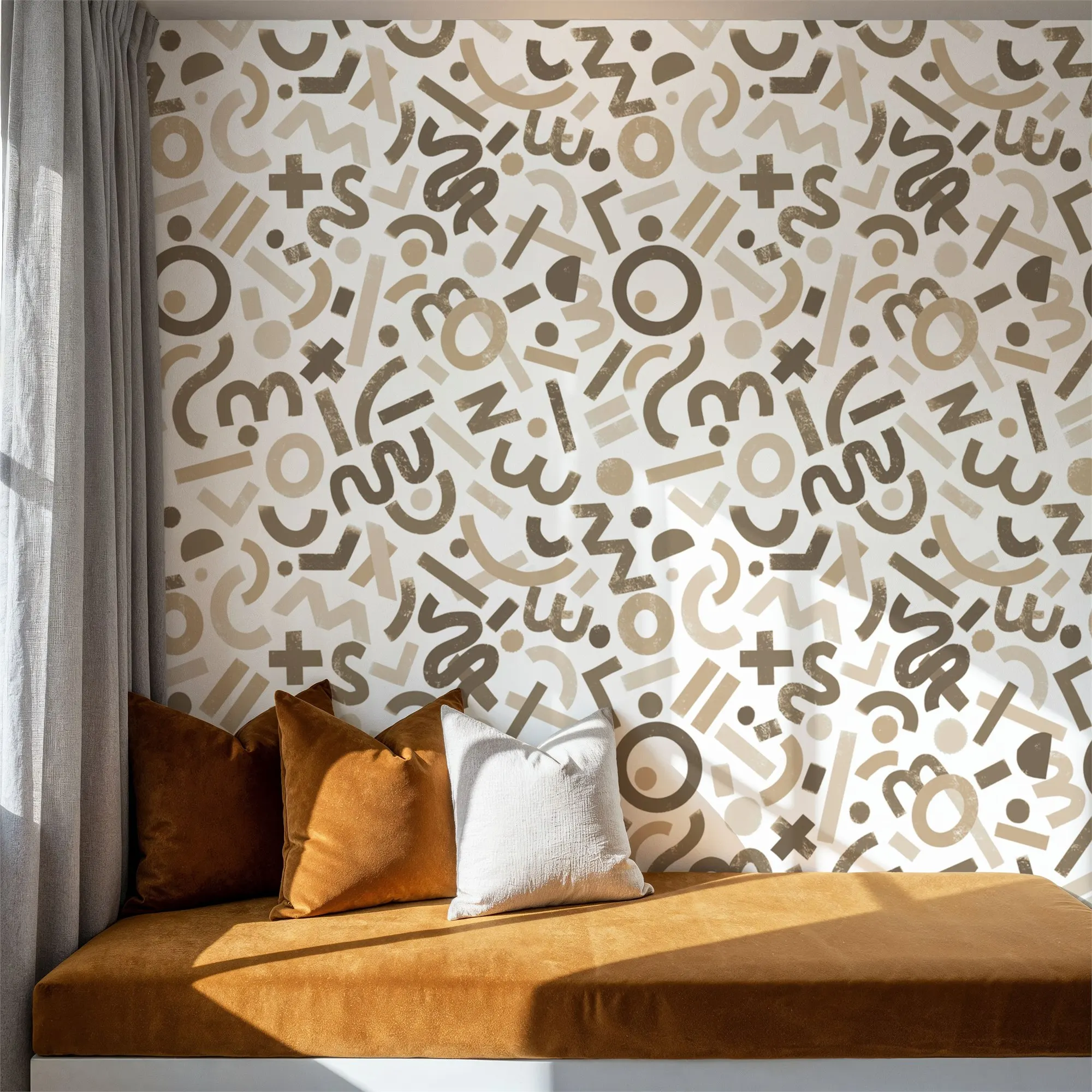 Pop Letter Marks Coffee Made to Measure Mural Wallpaper for Bedroom
