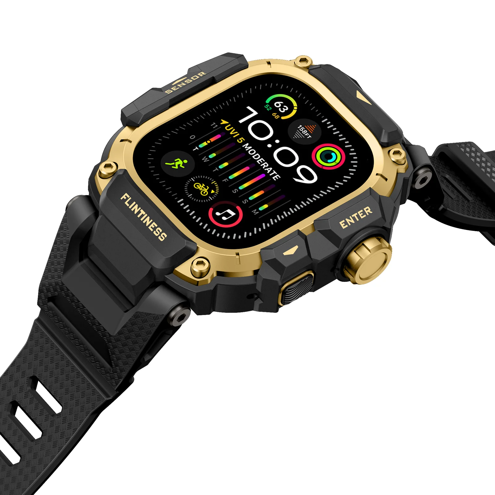 Taktisches Armband für Apple Watch Ultra 4/3/2 49 mm, Silikonarmband + Metall-Schutzhülle, Smartwatch-Zubehör, Armband für die iWatch-Serie. – Detail 7