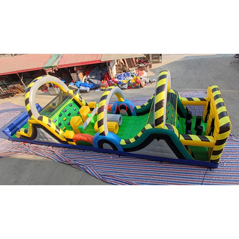 by ship to door, 16x4m Outdoor Inflatable Obstacle Course, Team Work Sport Games Inflatable Obstacle Course With bouncer Slide