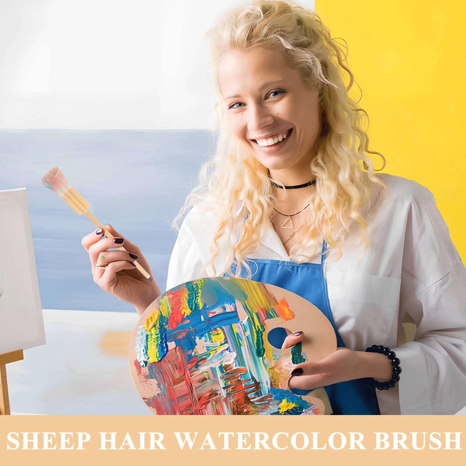 

Goat Hair Watercolor Hake Brush Wood Handle Flat Artist Paintbrush for Wash and Blending Professional Watercolor Supplies