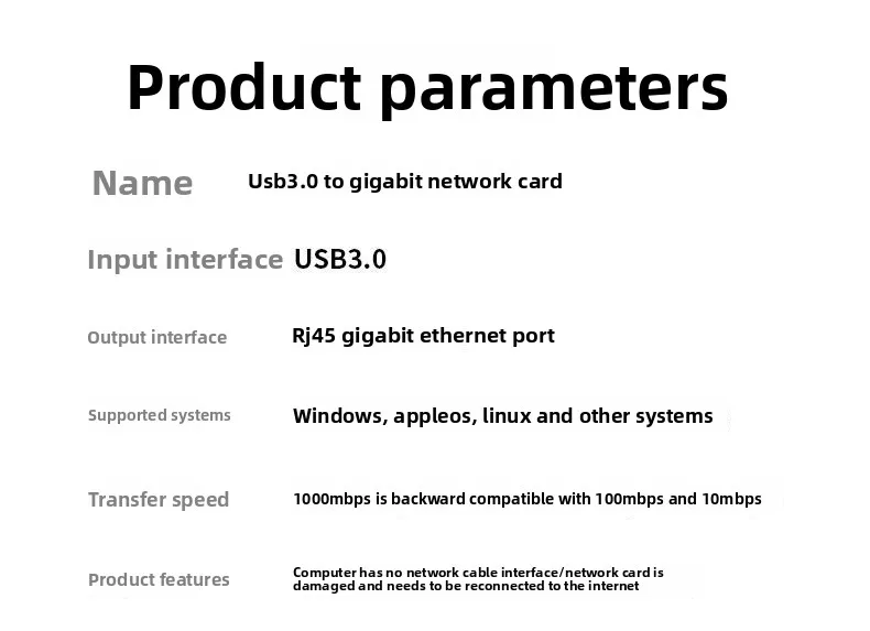 USB/Typ-C-zu-Ethernet-Adapter, Gigabit 1000Mbps Netzwerkkarte, treiberfreier LAN-Konverter für Laptop-PCs – Detail 10