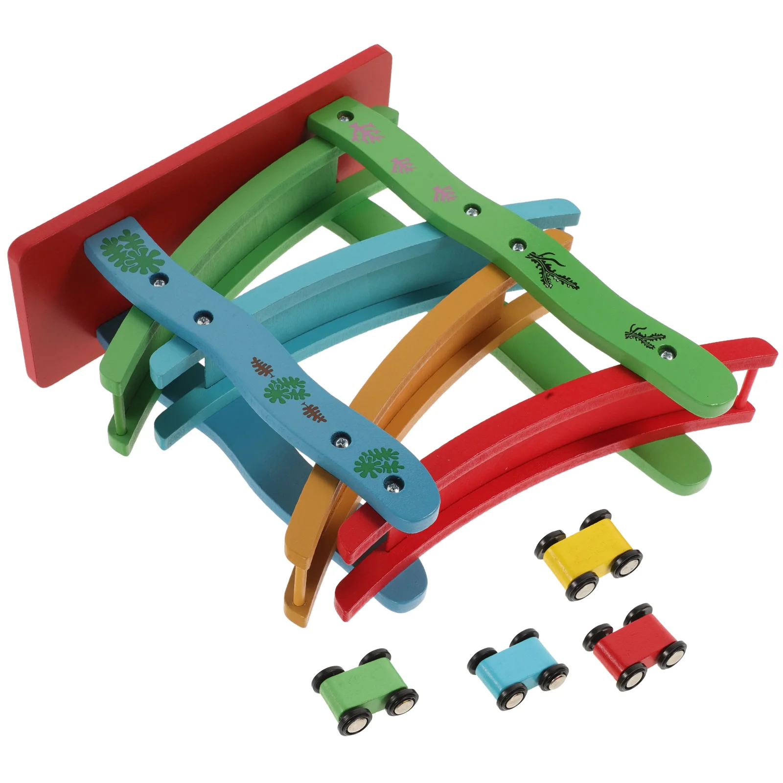 Four-layer Scooter Educational Plaything Wooden Toys Racing Children Track Glider Car Sliding Kids