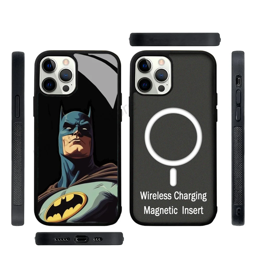 Black Phone Case Strong Magnetic For IPhone 15 14 13 Pro Max 11 12 Mini Dark Knight B-Batman For Magsafe