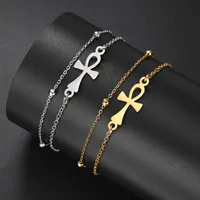 Cazador Amulet Egypt Ankh Cross Charm Bracelets for Women Stainless Steel Egyptian Cross Hand Bracelet Vintage Jewelry Gift 2025