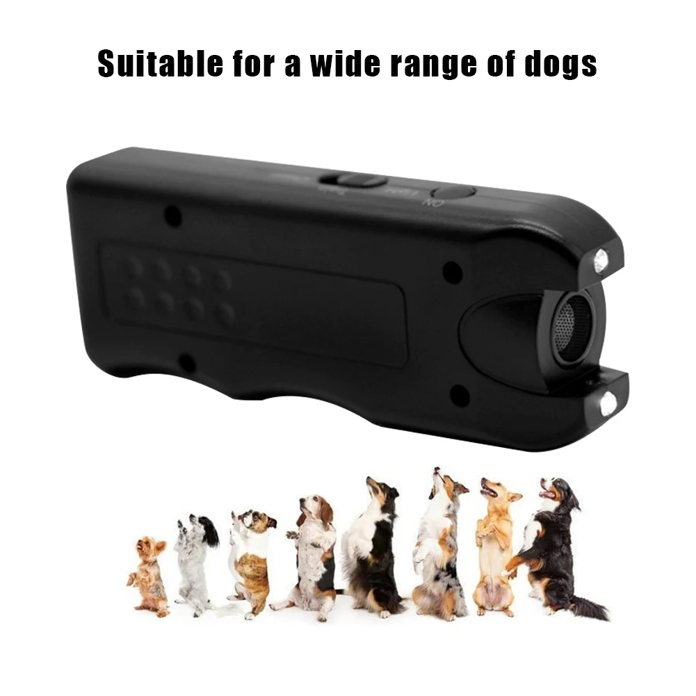 Handheld Dog Bark Deterrent Ultrasonic Anti Barking Device with LED Light Repeller Trainer Battery Powered Dog Training Supplies