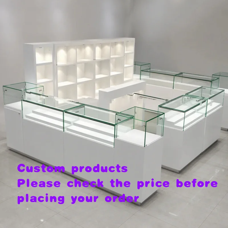 custom.Complete LED Lit Glass Display Units Wall Cabinets Counter Cases Island Showcase New Opening-Eco-Friendly Durab