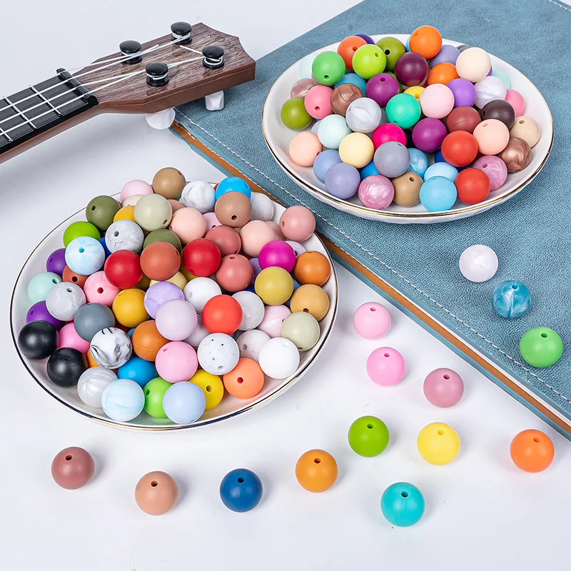 50pcs 19MM Round Silicone Beads BPA Free Food Grade Silicone For Jewelry Making DIY Pacifier Chain Necklace Jewelry Accessories