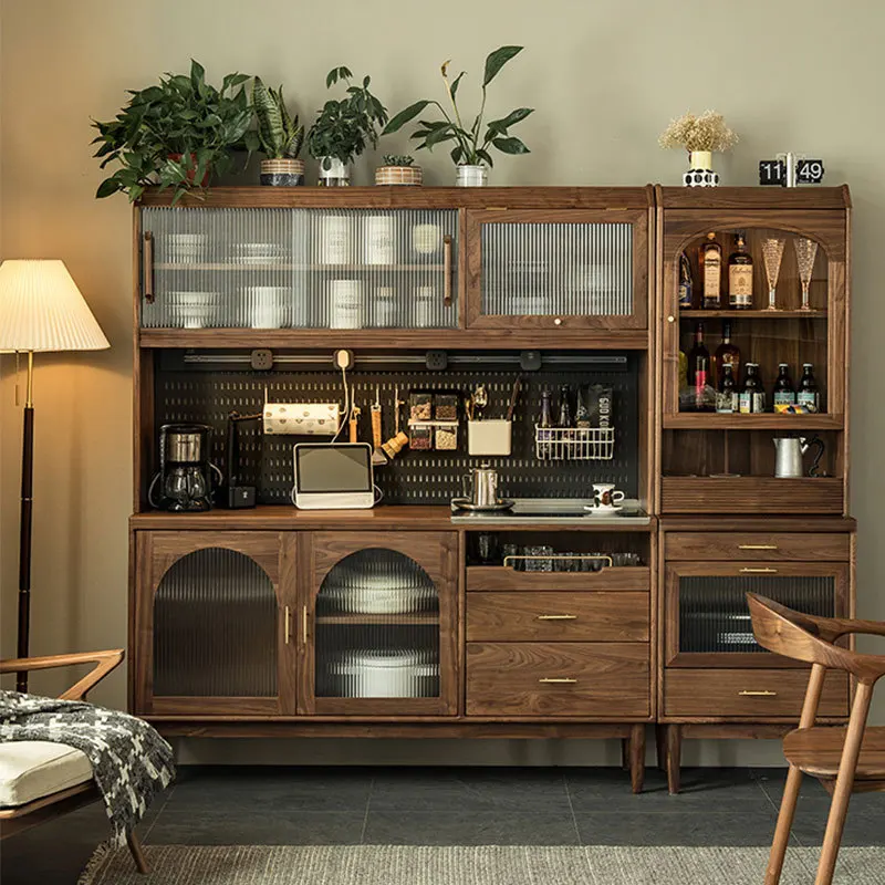 

Dining side cabinet Solid wood living room high cabinet Integrated wall small apartment locker