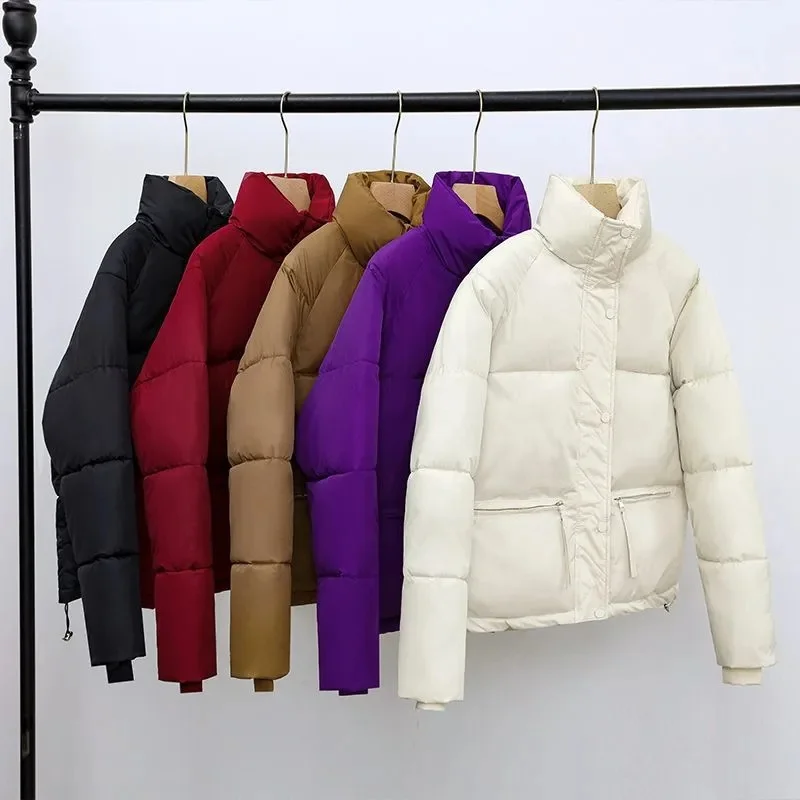 New Winter Coat Women Down Cotton Coat Causal Thick Warm Parkas Zipper Short Winter Jacket Outerwear Female Bread Cotton Clothes