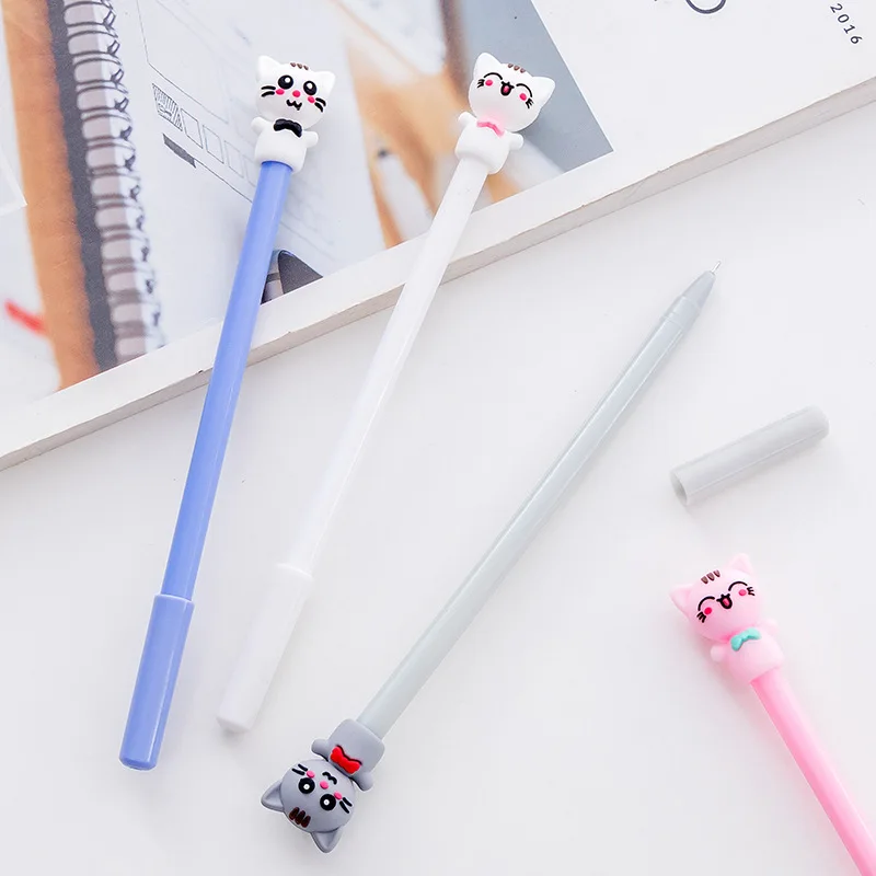 20/60 Pcs Wholesale Creative Cute Lucky Cat Styling Neutral Pen Blackwater Signature Student Prize Stationery Wholesale