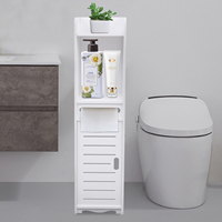 Floor Toilet Side Cabinet with Door 4 Tier Bathroom Storage Cabinet Narrow Multi-Purpose Storage Cabinet Organizer 20*20*80cm