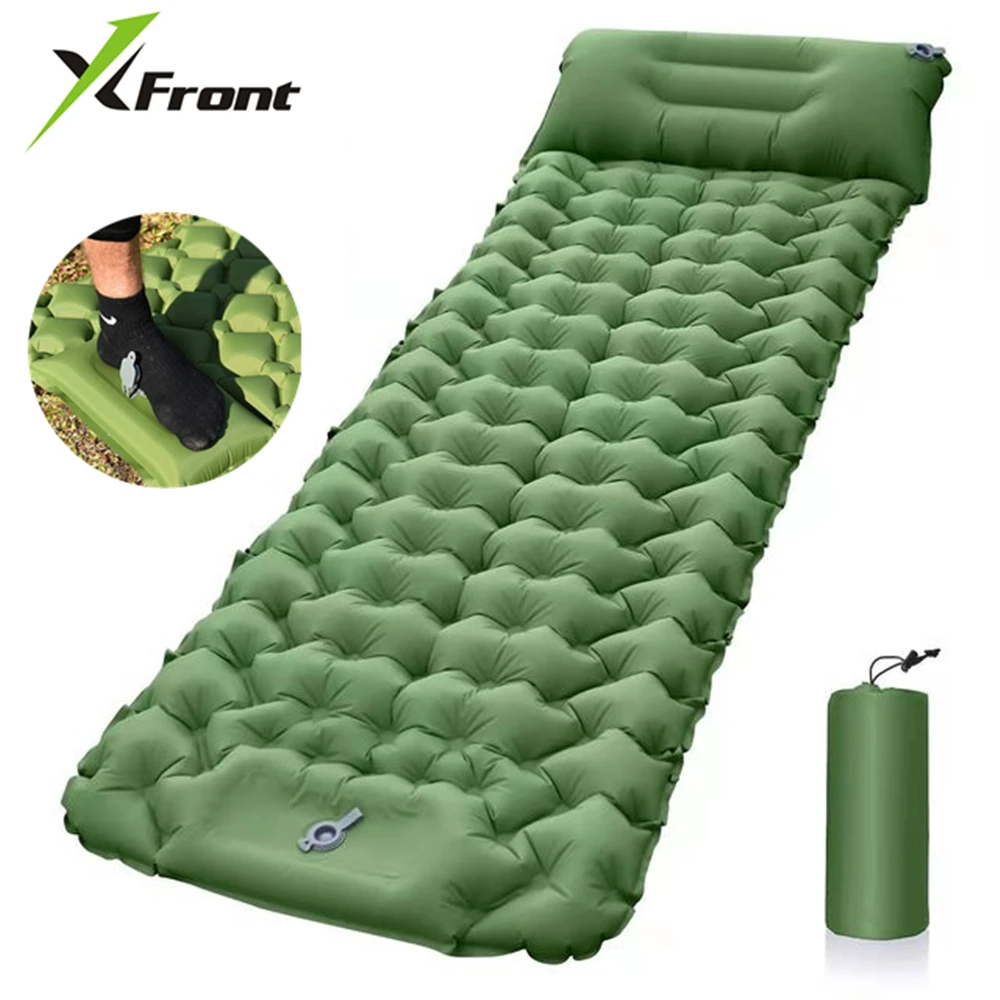 

Outdoor Sleeping Pad 6cm Camping Inflatable Mattress with Pillows Travel Folding Bed Ultralight Air Cushion Hiking Equipment