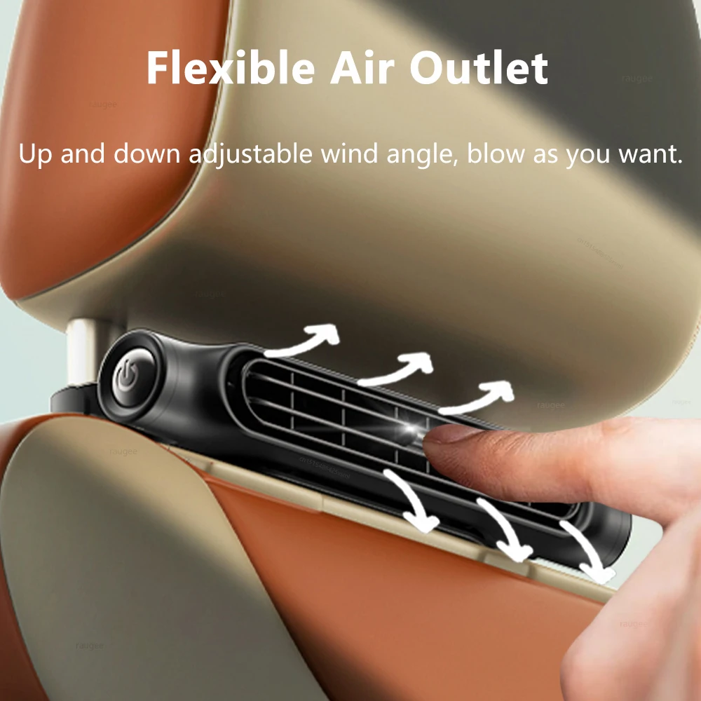 USB قابلة للشحن مقعد السيارة مروحة 3000mAh سيارة مروحة المحمولة مسند الرأس المقعد الخلفي مروحة التبريد مع 3 إعدادات والعتاد للمركبة