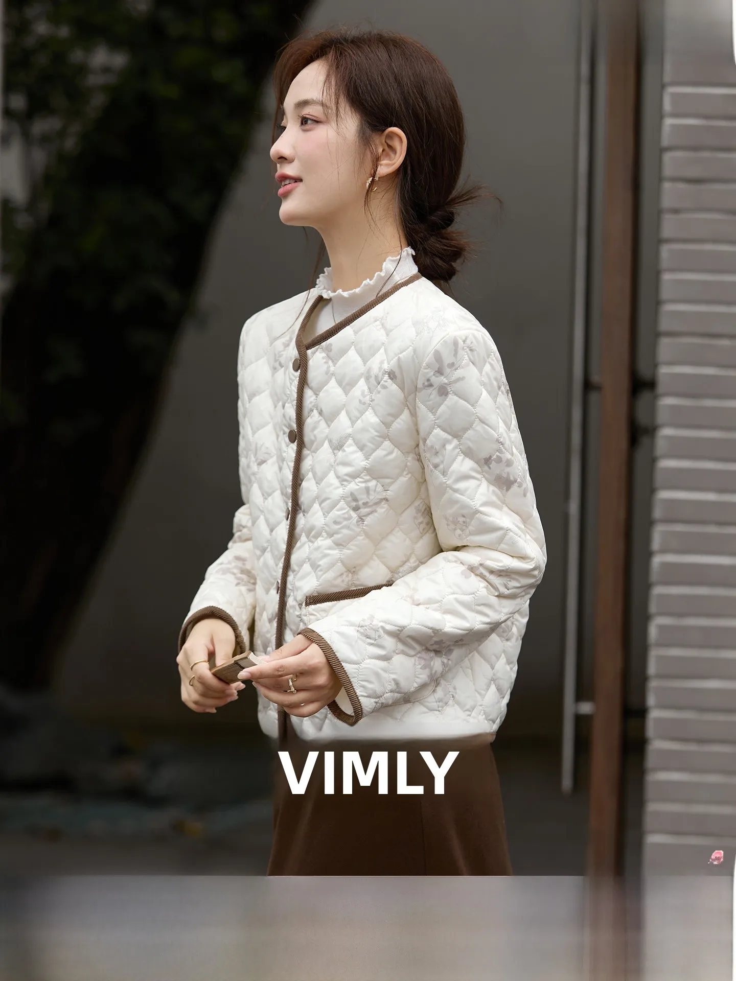 

Lightweight Fleece Lined Short Cotton Jacket Women Spring Autumn Color Block Print Outerwear Top Stylish Commute Simple