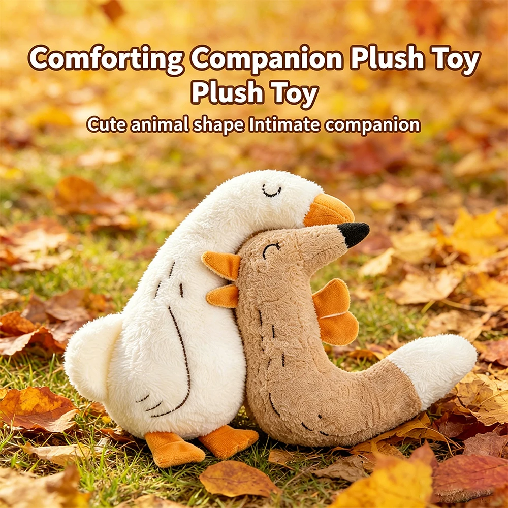 Cute Squeaky Plush Pet Toy Goose Fox Shape Bite Resistant Interactive Chew Toy for Dog Cat Anxiety Relief