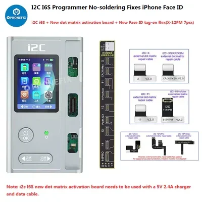 مبرمج ذكي I2C I6S لهاتف IPhone 6-14 Pro Max حساس للضوء بطارية أصلية ملونة أداة إصلاح مصفوفة نقطة ببصمة الإصبع