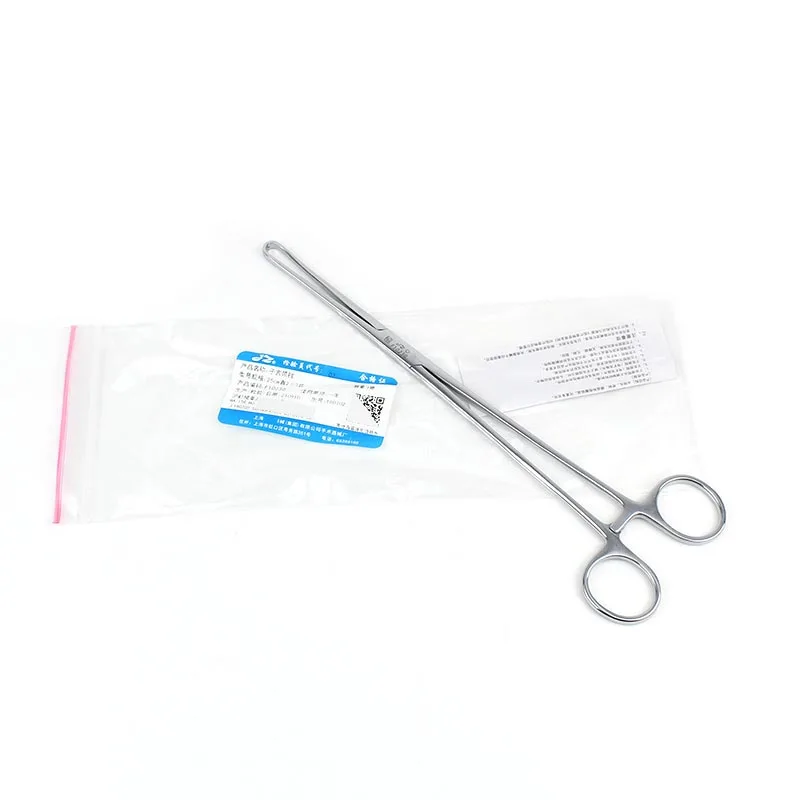 Fórceps cervicais médicos do aço inoxidável, cotovelo reto, 2x3 dentes, 25cm