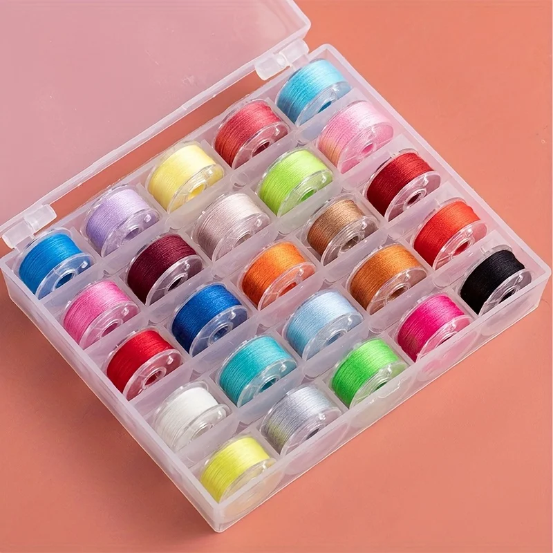 25 Rolls of Color Sewing Thread - 1 Box Set of Bobbins for Household Sewing Machine Replacement, Practical, Easy and Durable