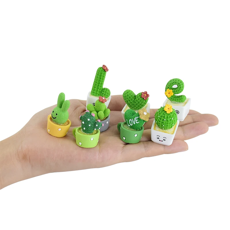 4 unids/set de Cactus suculento de resina, Mini planta verde, bonsái, árbol pequeño, maceta, coche, oficina, hogar, sala de estar, decoración,