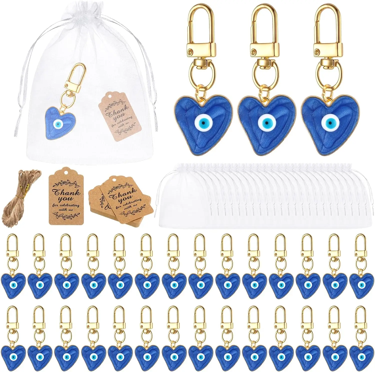 

20 Set Evil Eye Keychain Bulk Party Favor Greece Souvenirs Charm Gift Good Luck Amulet for Women Bag