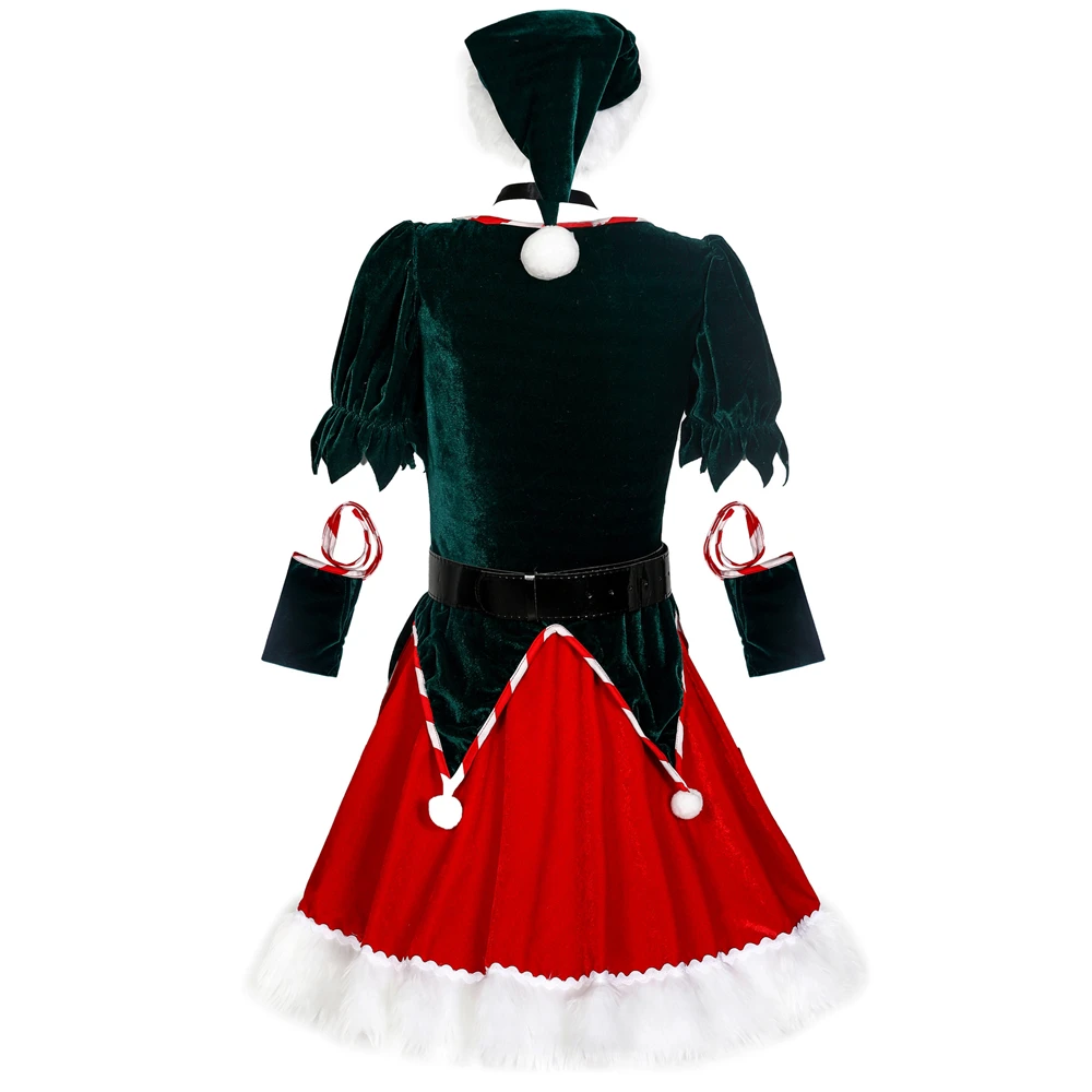 Sexy One-piece Christmas Costume New Year Carnival Party Performance Dress Hat Set Women Xmas Cosplay Santa Claus Fancy Dress-up