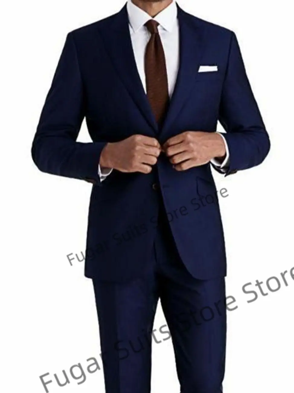 

Business Office Wedding Suits For Men Slim Fit Peak Lapel Groom Tuxedos 2 Pieces Sets High Quality Male Blazer Custume Homme