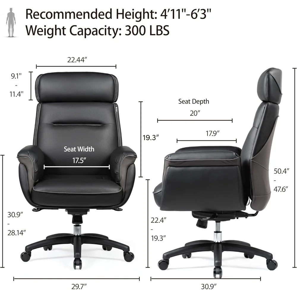 Microfiber Leather Office Chair Ergonomic Desk Chair, Executive Chair Office Gaming Chair, Comfy Big and Tall Office Chair