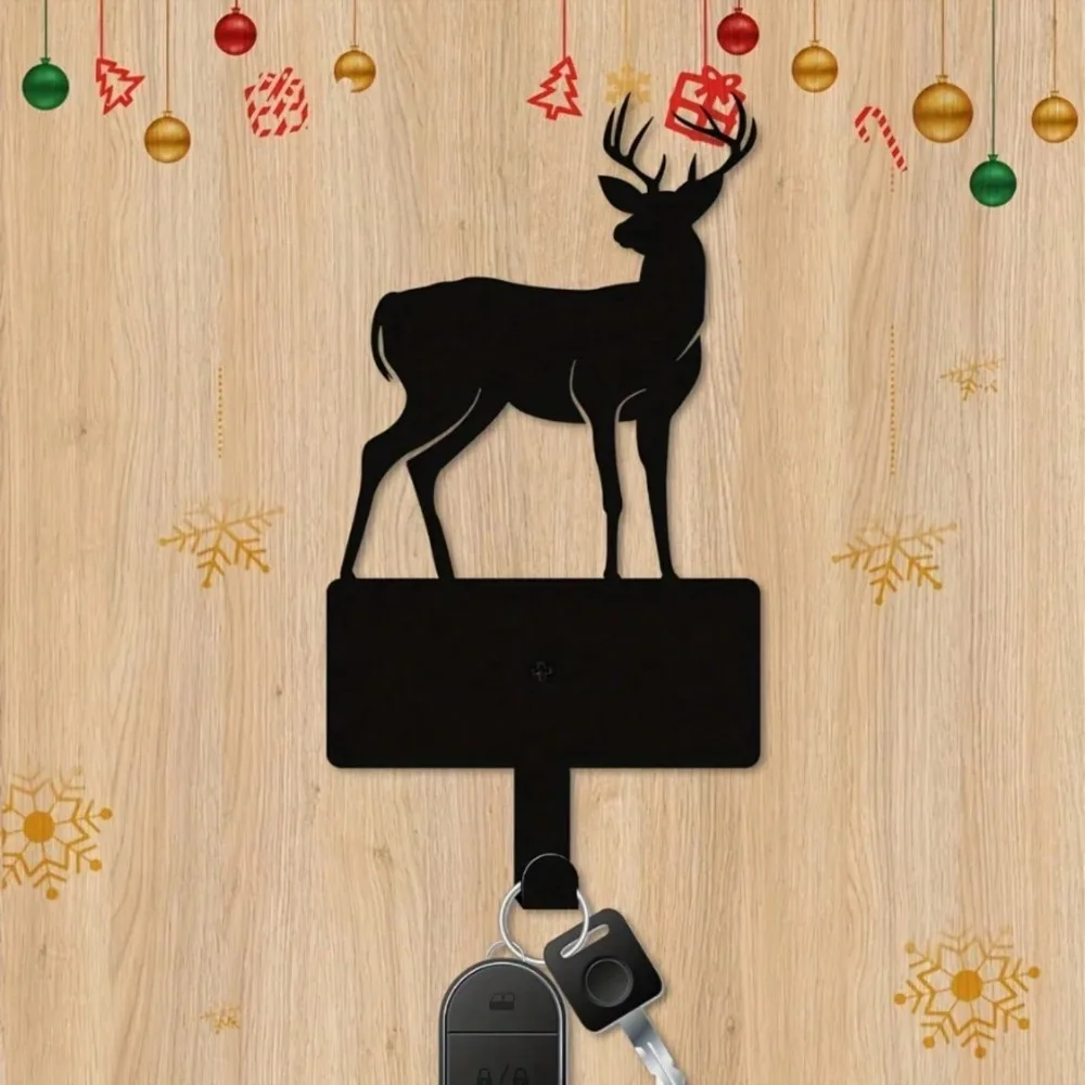 

Rustic Metal Reindeer Hook Wall Mounted Christmas Decor Towel Rack Entryway Organizer Farmhouse Bathroom Hardware