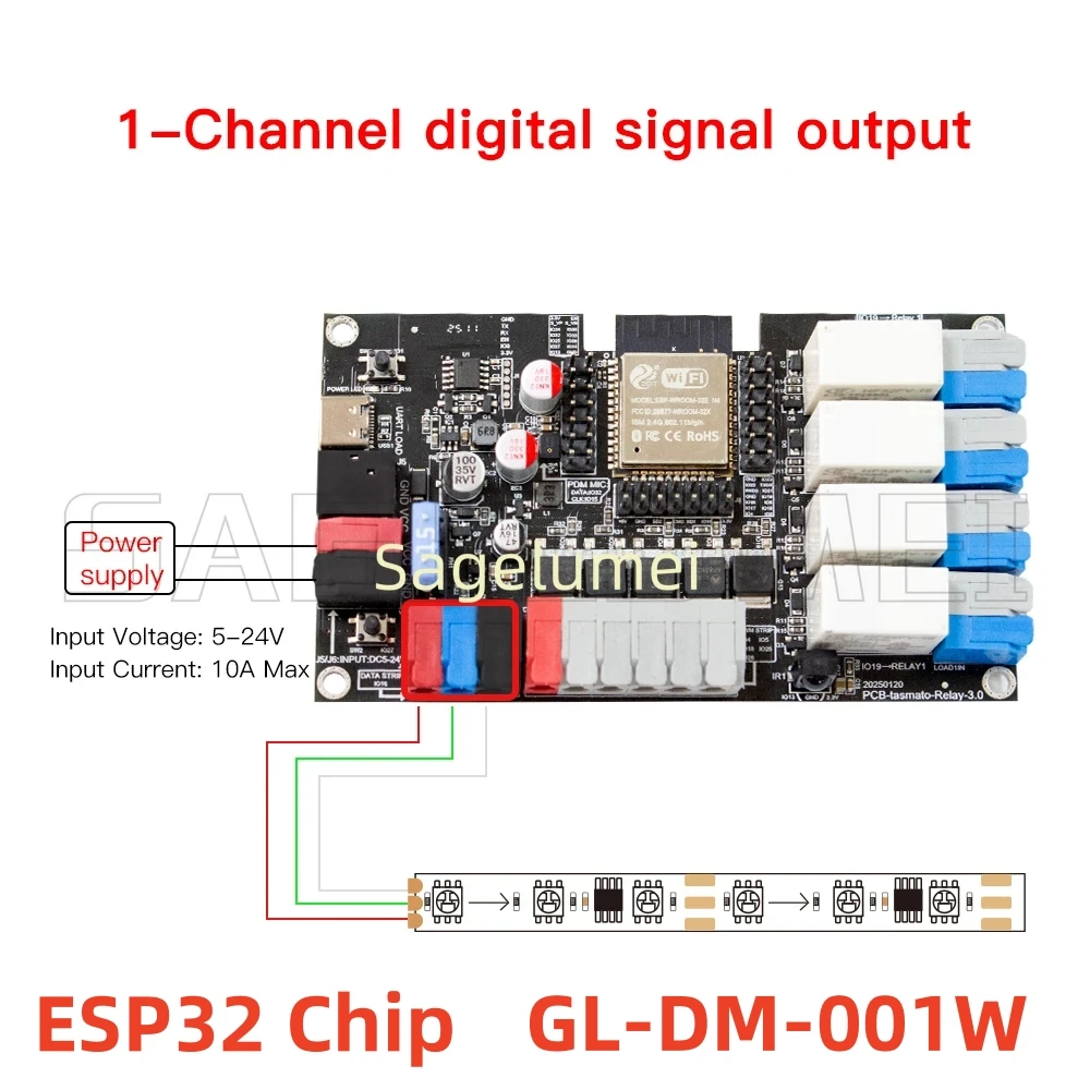 

Плата разработки GLEDOPTO ESP32, подходящая для микрофона Tasmato WLED IOT DIY, предохранитель 15 А, аналоговая светодиодная лента с ШИМ, реле инфракрасного диапазона