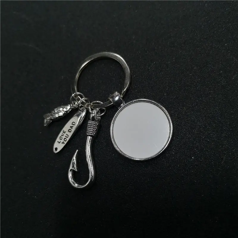 

sublimation blank dad fish hook keychains key ring consumables 25pcs/lot