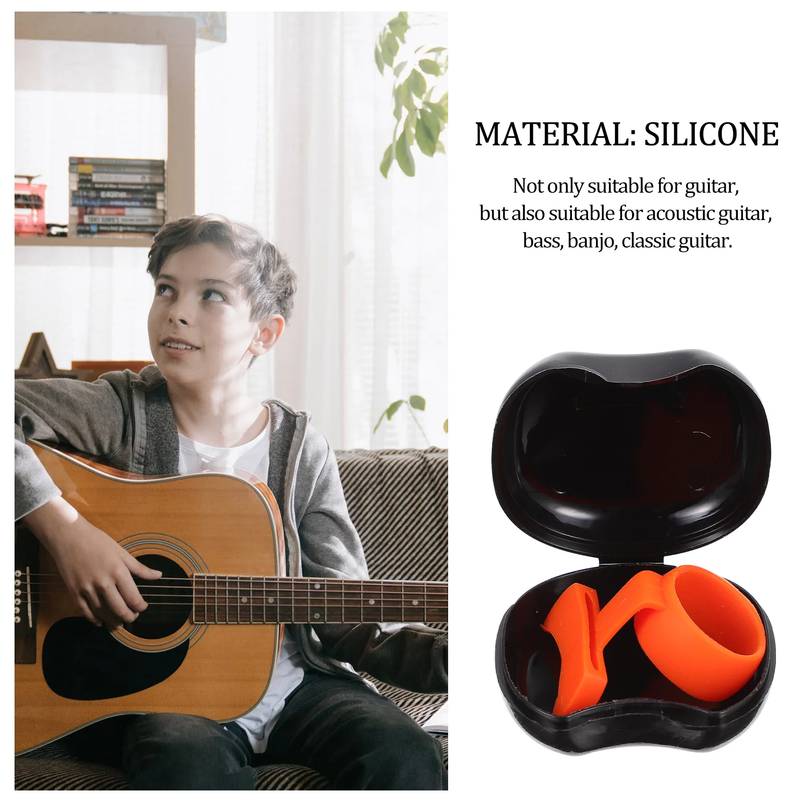 

Silicone Guitar Picks Organizer Antiskid Finger Cover Portable Storage for Electric Guitar Picks