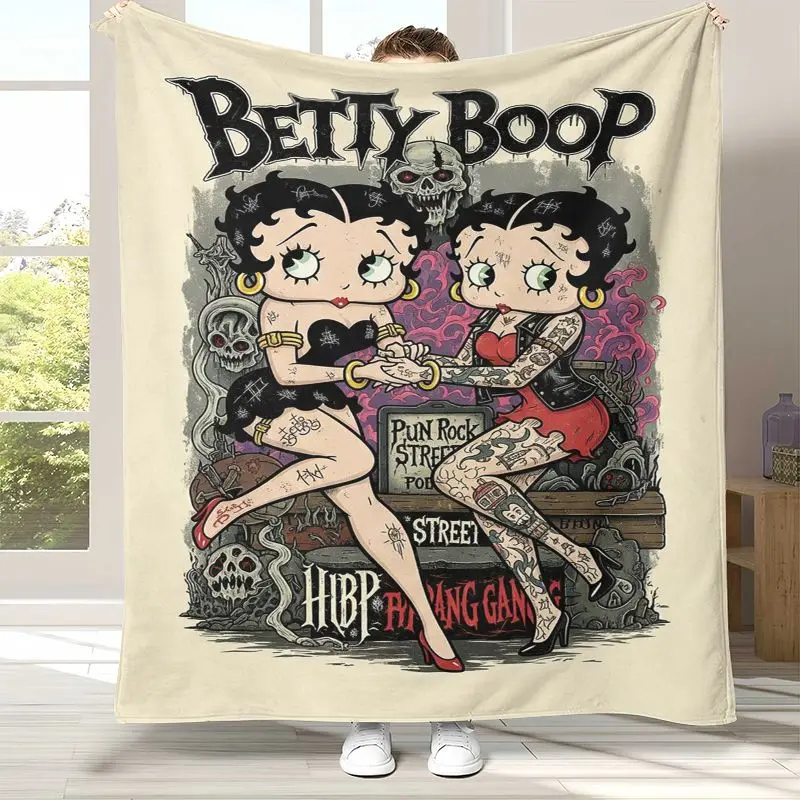 Cute B-Betty Girl B-Boop Cartoon Soft Flannel Throw Blanket,Cozy Blanket for Bed,Sofa,Living Room,Picnic,Camping,Home Decor,Kid