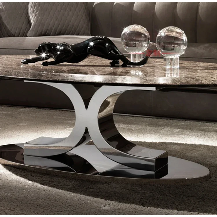 

Light Luxury Post-Modern Marble Emperador Coffee Table TV Cabinet Combination