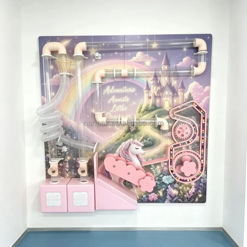 Custom Dreamy Macaron Educational Interactive Wall Games Saving Space Indoor Playground Equipment for Play Cafe Mall Daycare