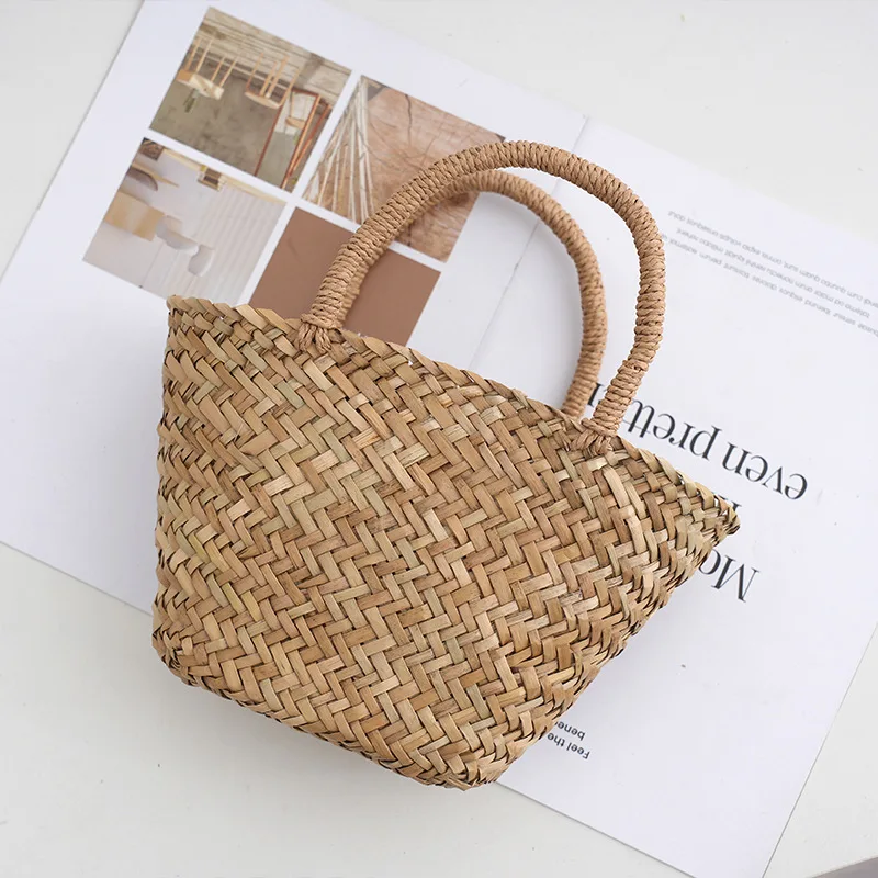 Handmade Wicker Rattan Bag Bohemian Mini Basket Bags for Women Handbags Travel Straw Beach Bag Designer Woven Bags Bucket Tote