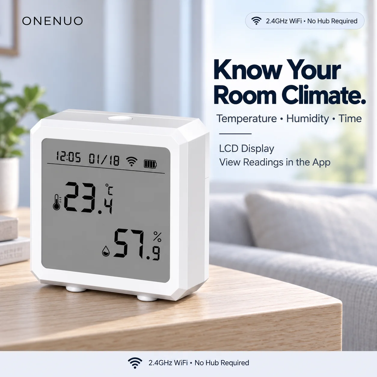 Tuya WiFi Temperature Humidity Sensor LCD Indoor Thermometer Hygrometer Smart Life App Monitor 2.4GHz