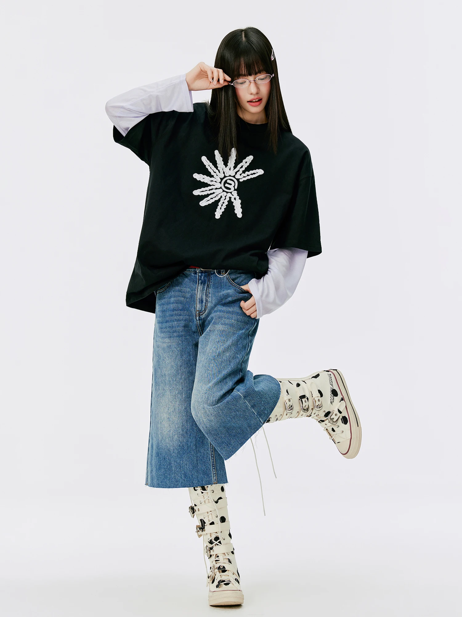 

Женская футболка Burgenland Eyort Sve в корейском стиле, свободного кроя, с круглым вырезом, летняя, новинка, повседневный топ