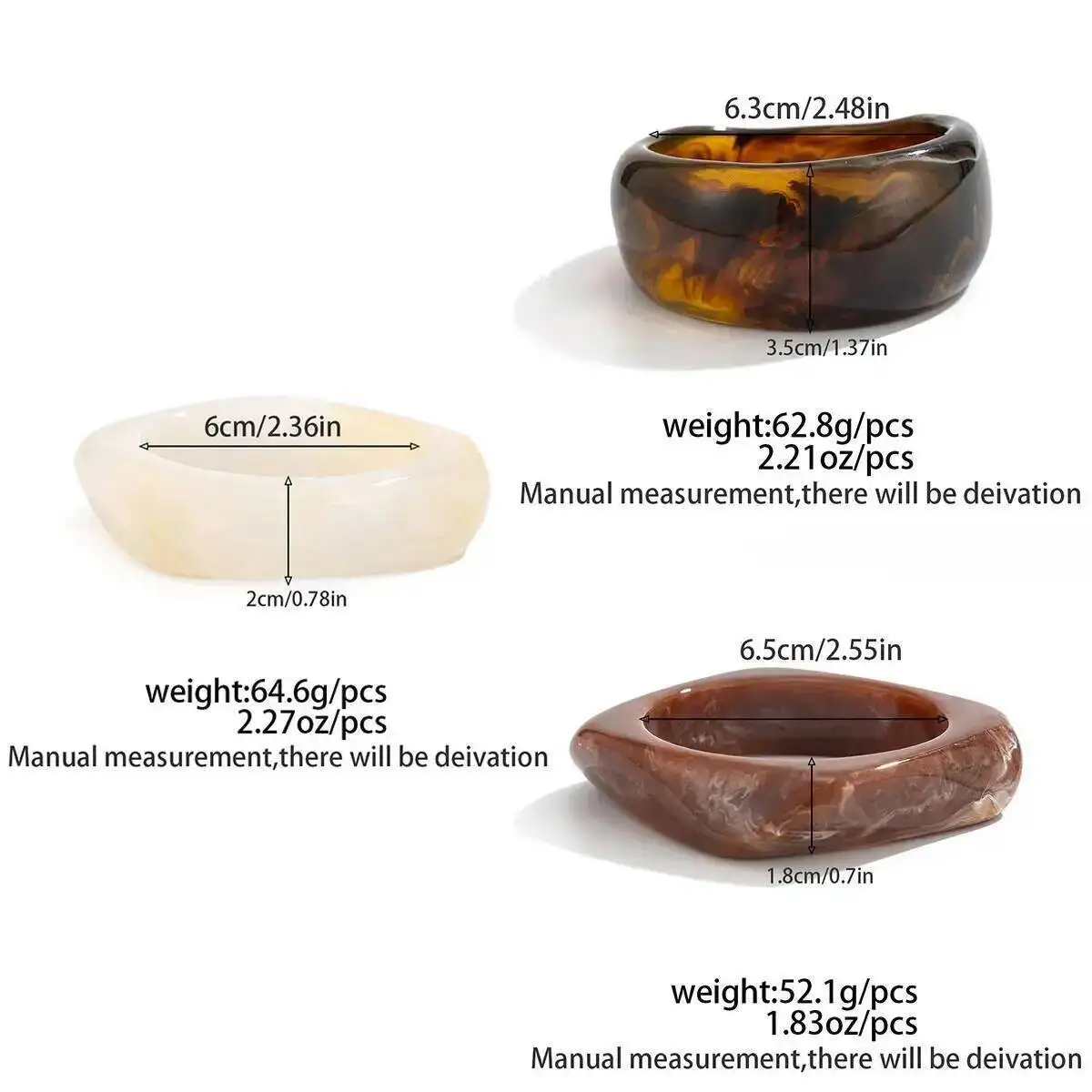 Ingemark 3 أنماط بوهو سميكة الراتنج الاكريليك واسعة الإسورة أساور للنساء الاتجاه الجديد خمر غير النظامية سوار مجوهرات الأزياء