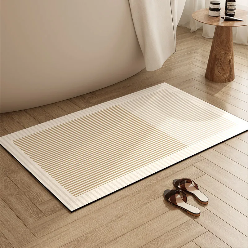 Modern Bath Mats Simple Super Absorbent Bathroom Floor Mat Non Slip Toielt Foot Pad Balcony Entryway Home Kitchen Diatom Mud Rug