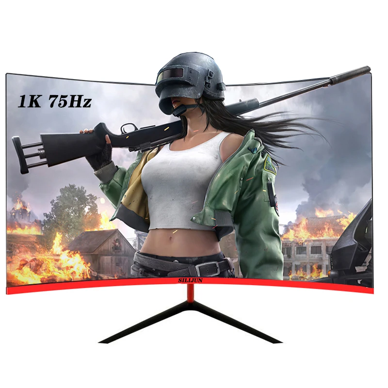 SILIJUN Monitor PC 27 Inch 2K 2560x1440p/1K 1920x1080p TFT/LCD Curved 75Hz HD Gaming Display Desktop Screen VGA/HDMI Interface
