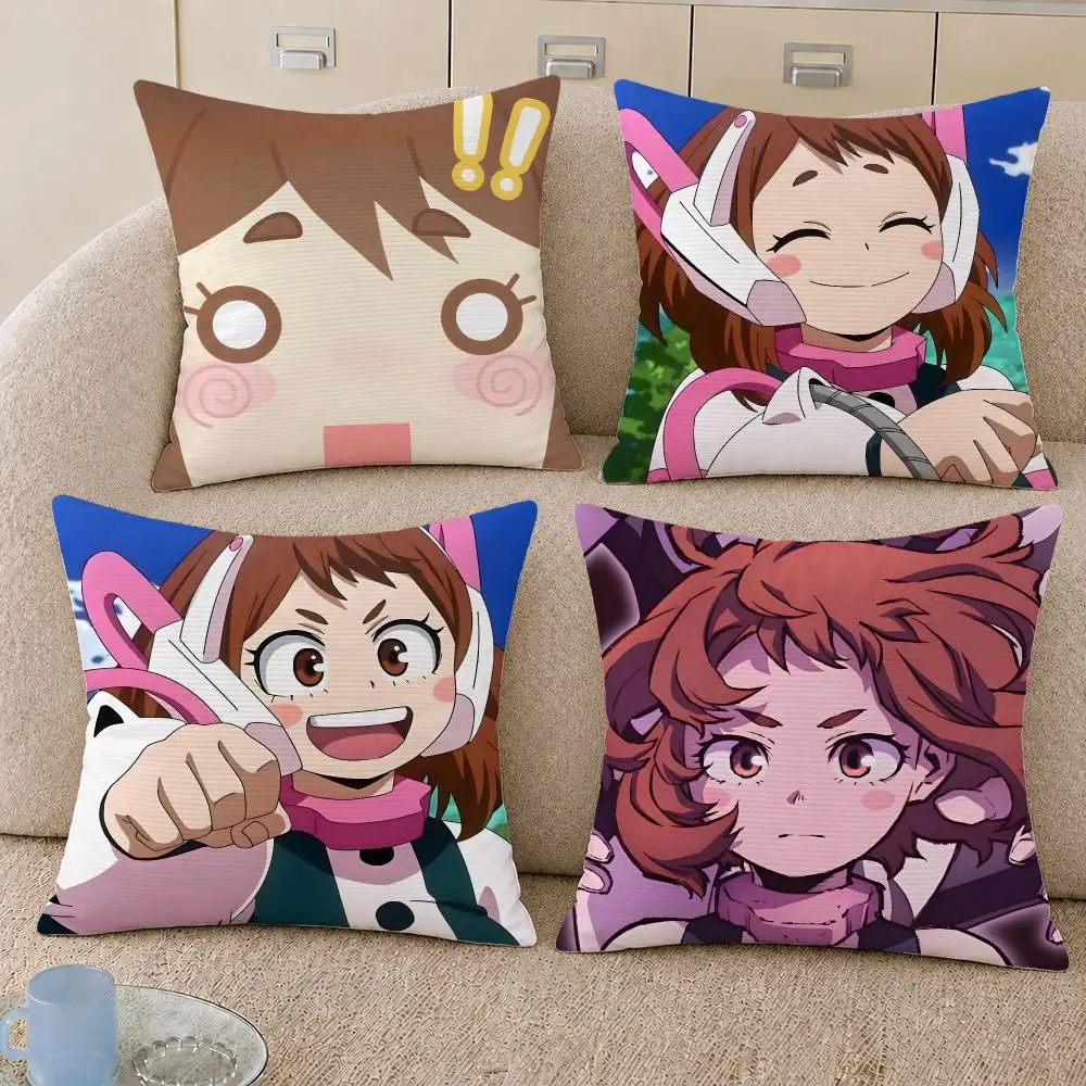 Anime Ochaco Uraraka MHA Hero Cushion Cover Decorative Pillowcase Soft Short Plush Cozy Durable Sofa Home Decor Items Gift