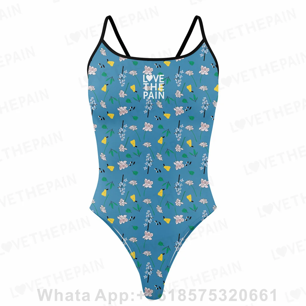 Love The Pain Women One-Piece Swimsuit Sexy Back Monokini 2023 Bathing Suits Beachwear Triathlon Functional Training Swimwear