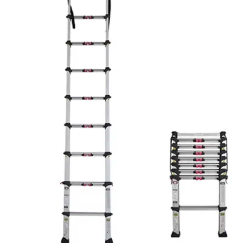 سلم قابل للطي متعدد الأغراض، سلم تلسكوبي باللون الأسود #1