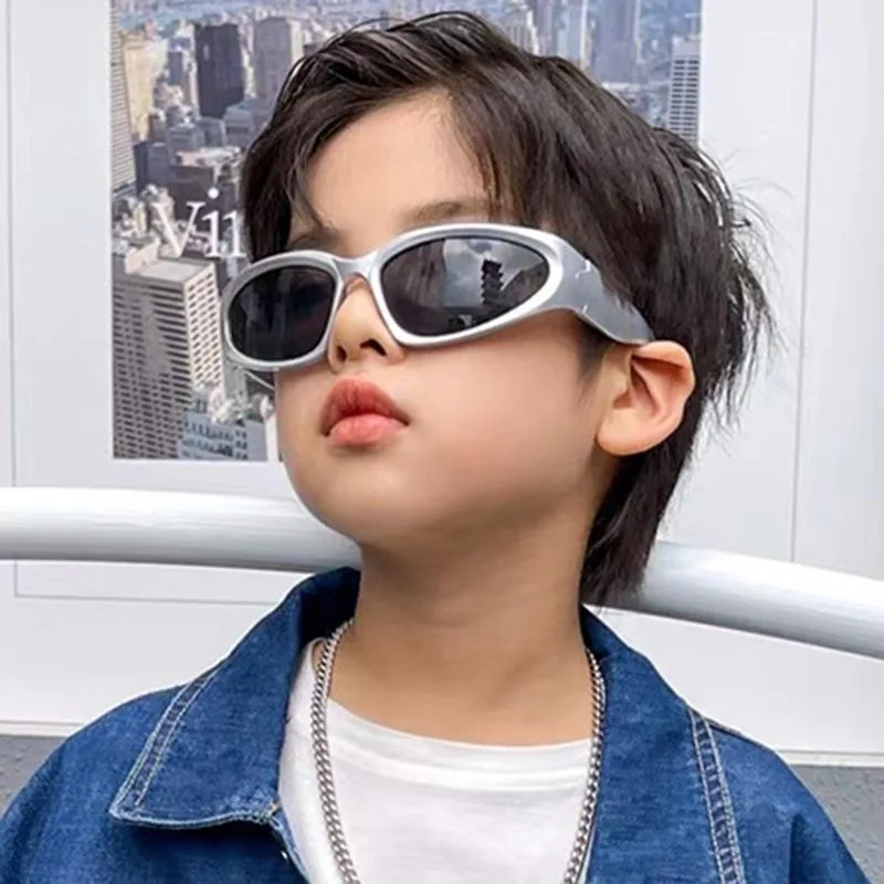 Y2K Kinder Sonnenbrille Modische Persönlichkeit Cat Eye Retro Jungen Mädchen Brille Outdoor Reiten Sport Hip Hop Brillen – Detail 4