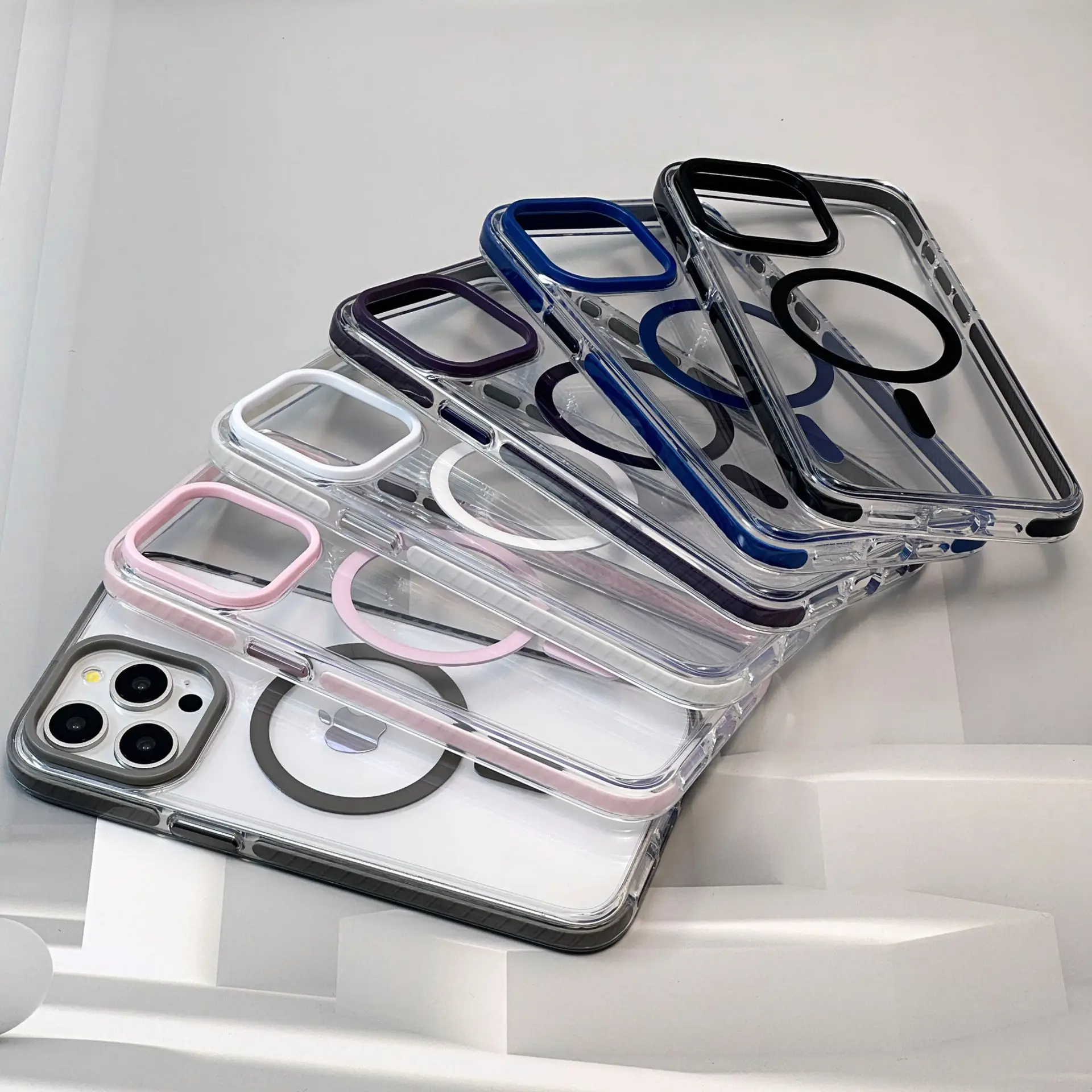 

For iPhone 12 13 14 15 16 Pro Plus Max Case Military Drop Protection Magsafe Crystal Anti-Fingerprint Non-Yellowing Case Cover