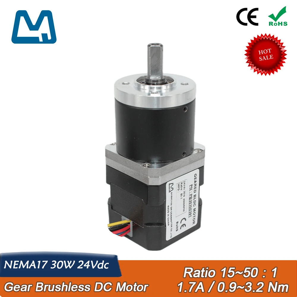 

Planetary Gearbox Ratio 30:1 Metal Gear 25 Arcmin With 42-30W 24V BLDC Motor Geared Brushless DC Motor