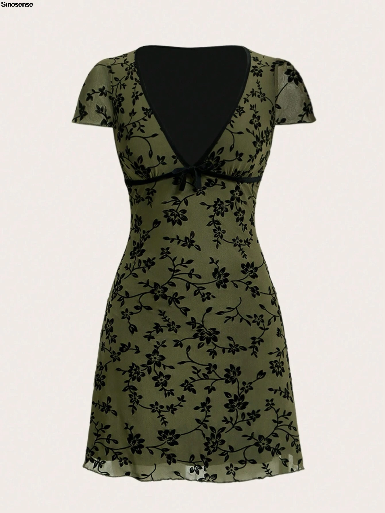 Abito corto estivo da donna con ricamo floreale con scollo a V manica corta A-Line Boho Beach Vocation Swing Dress Y2K Mini abito da uscire