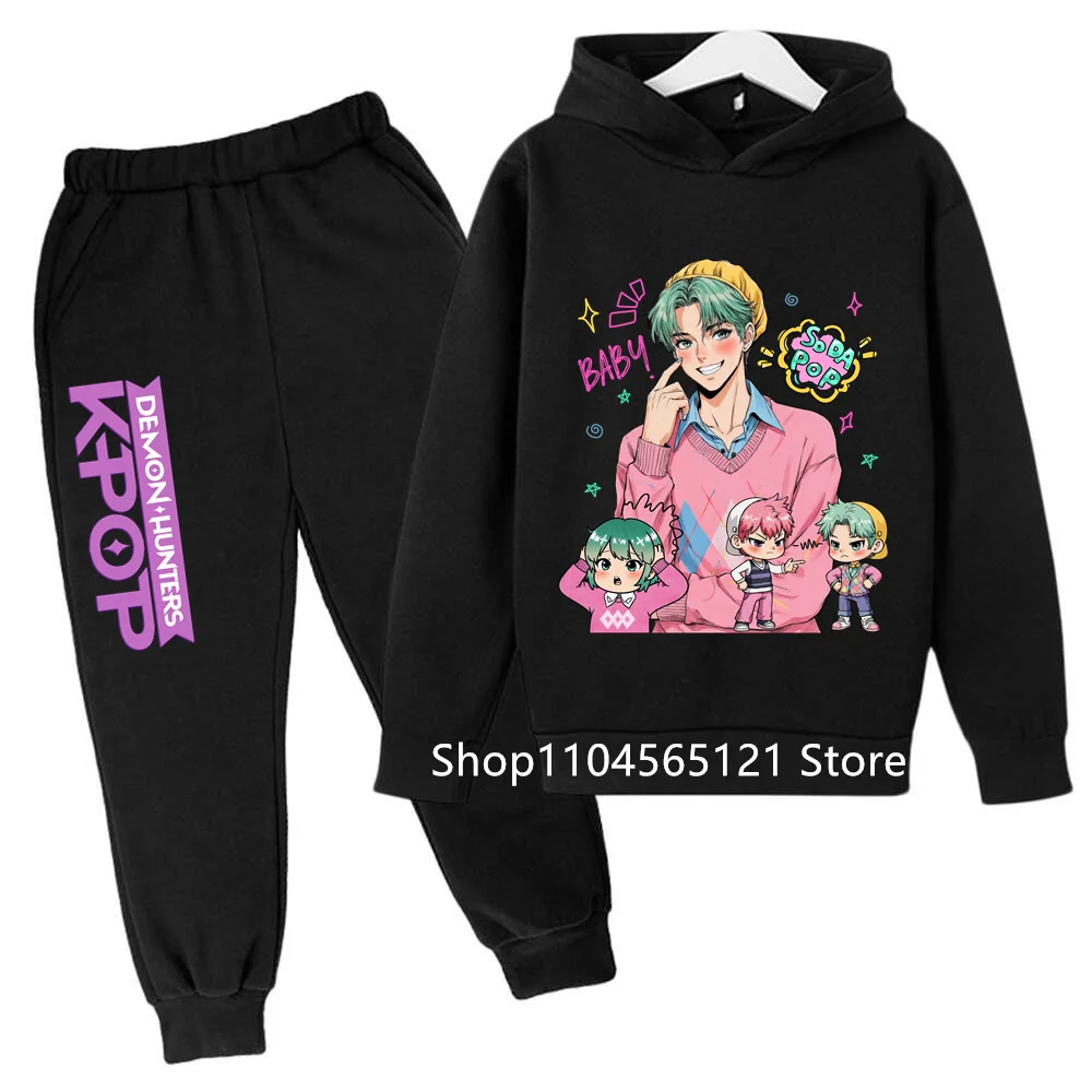 

New Unisex Sets Children Hoodies Kpop Demon Hunters Kawaii Pullover Sweatshirt Anime Trucksuit Cartoon Girls Boy Kids Clothes